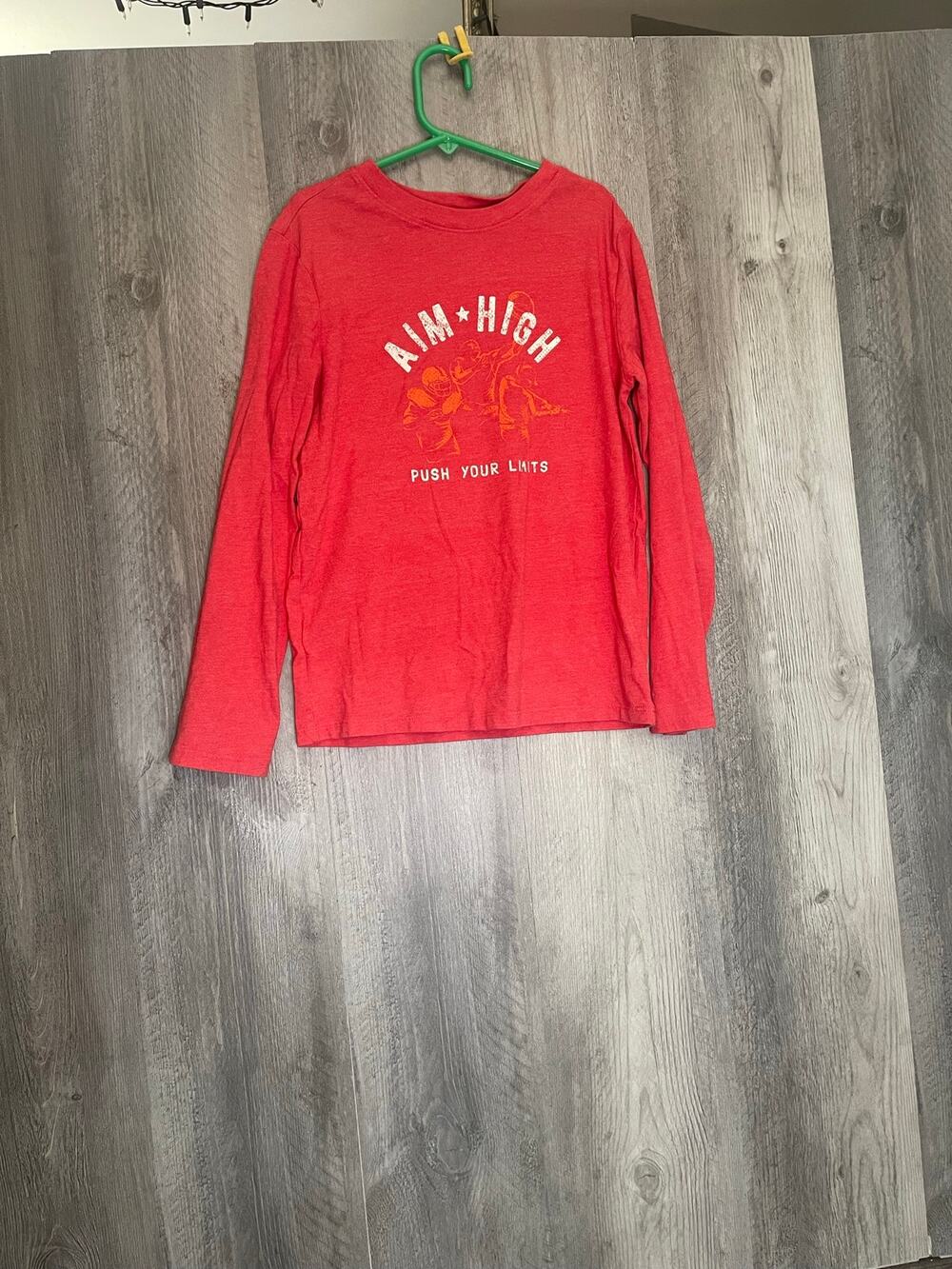 Cat & Jack Boys M 8 Red Football Long Sleeve Shirt Aim High Graphic Tee